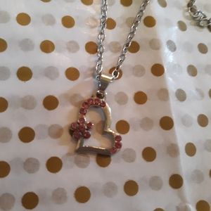 Pink Rhinestone Heart Necklace